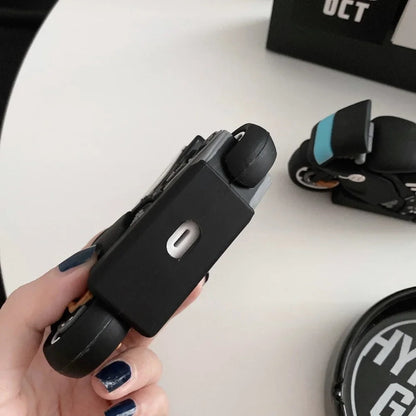 Black motorcycle AirPods Case - ChildAngle