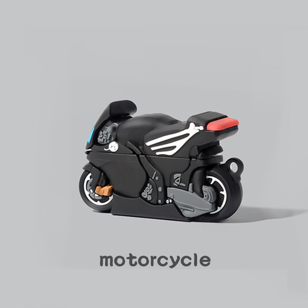 Black motorcycle AirPods Case - ChildAngle
