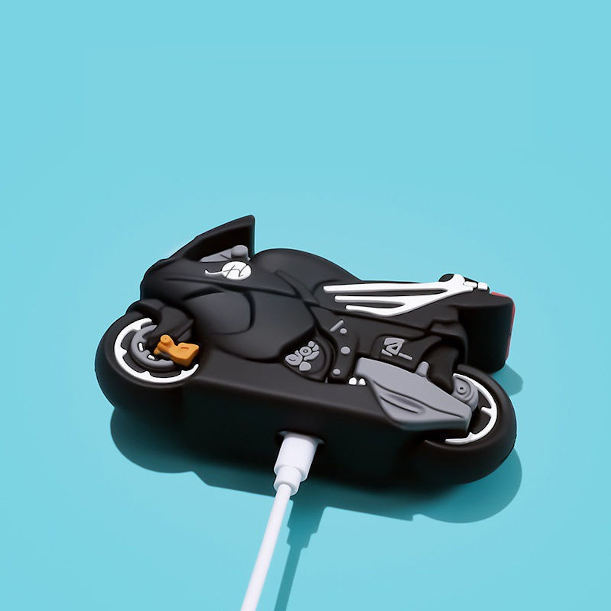 Black motorcycle AirPods Case - ChildAngle
