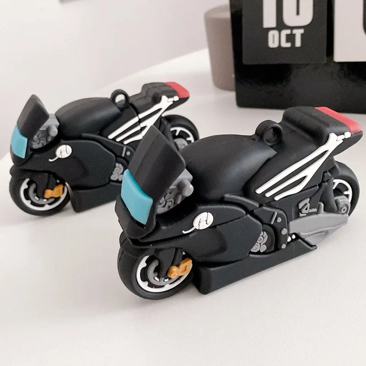 Black motorcycle AirPods Case - ChildAngle