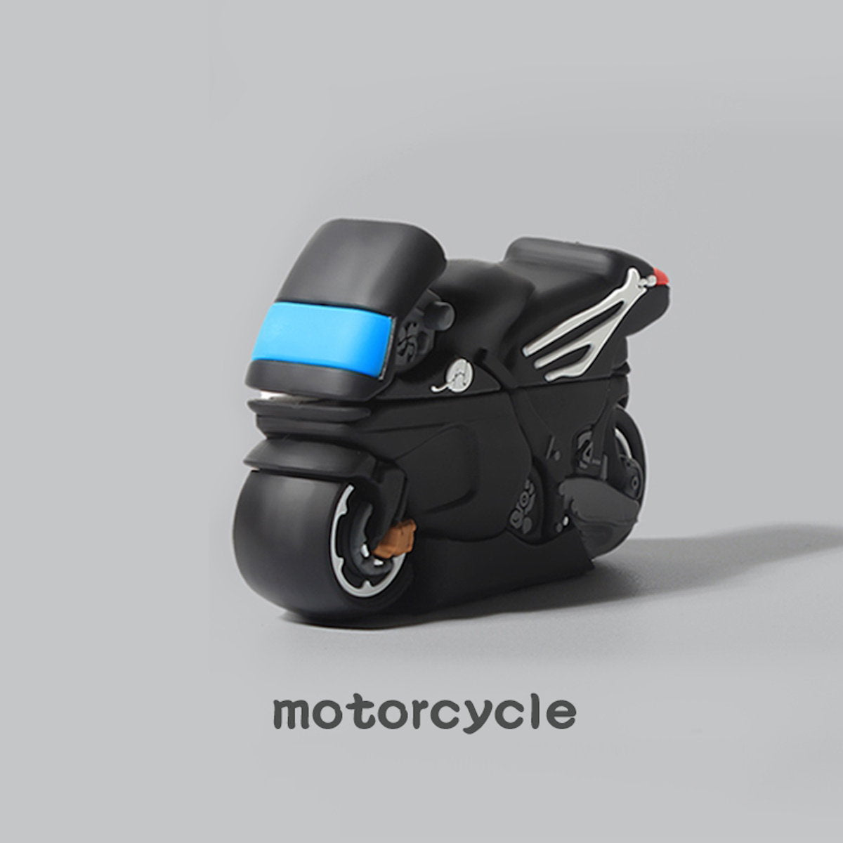 Black motorcycle AirPods Case - ChildAngle