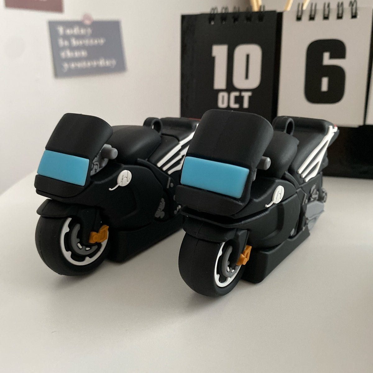 Black motorcycle AirPods Case - ChildAngle