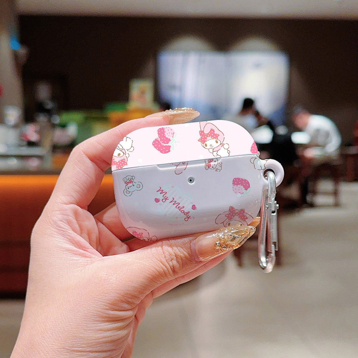 Pink cartoon-themed My Melody Sanrio AirPod cases - ChildAngle