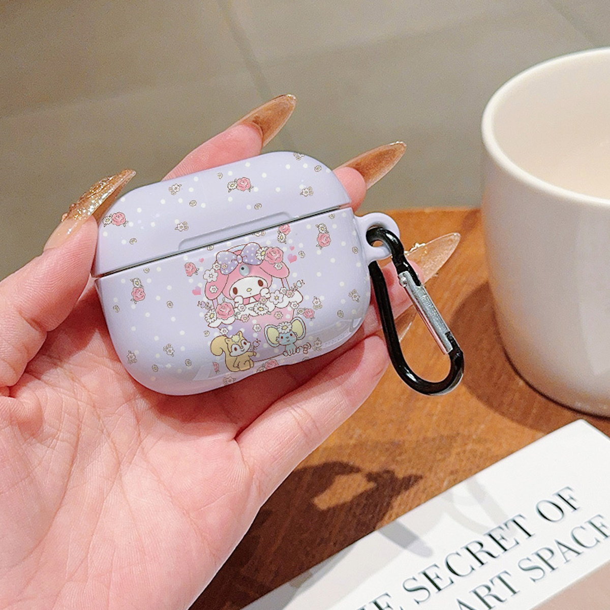 Pink cartoon-themed My Melody Sanrio AirPod cases - ChildAngle