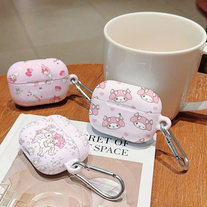 Pink cartoon-themed My Melody Sanrio AirPod cases - ChildAngle
