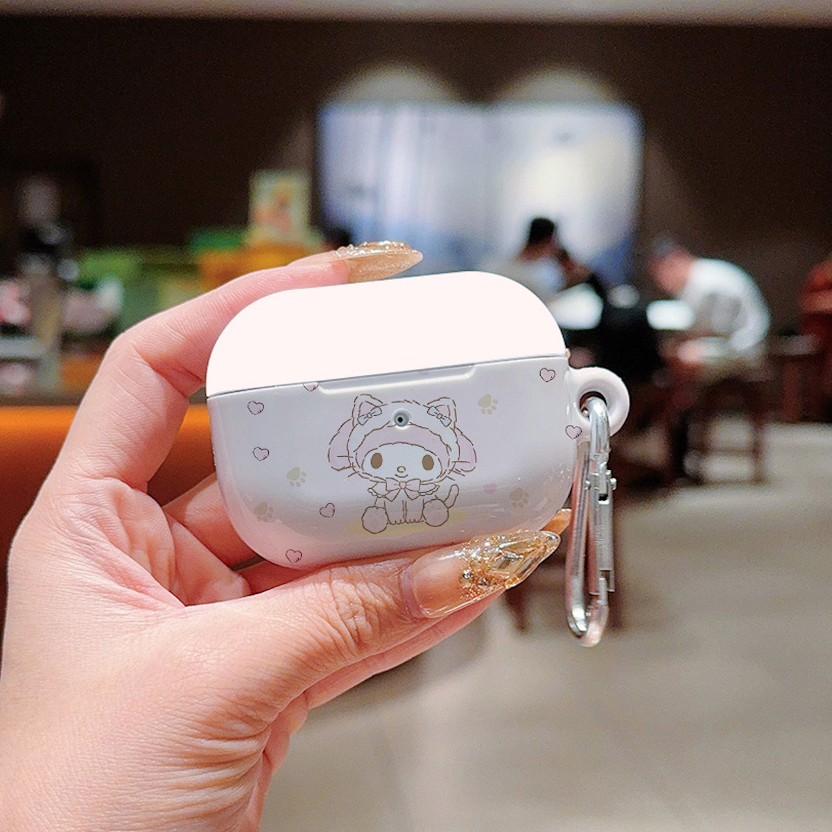 Pink cartoon-themed My Melody Sanrio AirPod cases - ChildAngle