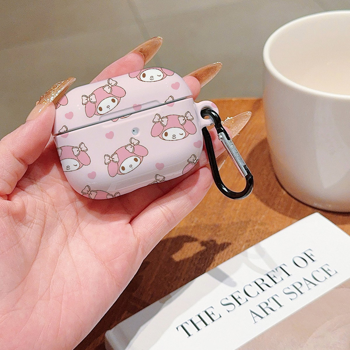 Pink cartoon-themed My Melody Sanrio AirPod cases - ChildAngle