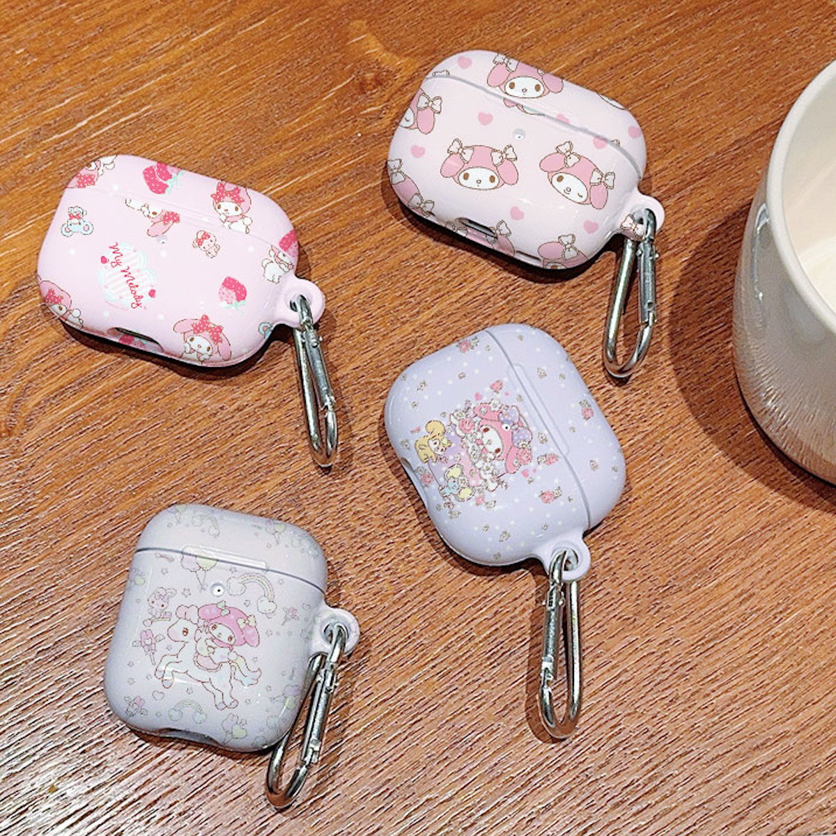 Pink cartoon-themed My Melody Sanrio AirPod cases - ChildAngle