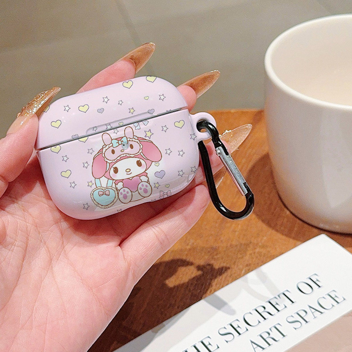 Pink cartoon-themed My Melody Sanrio AirPod cases - ChildAngle