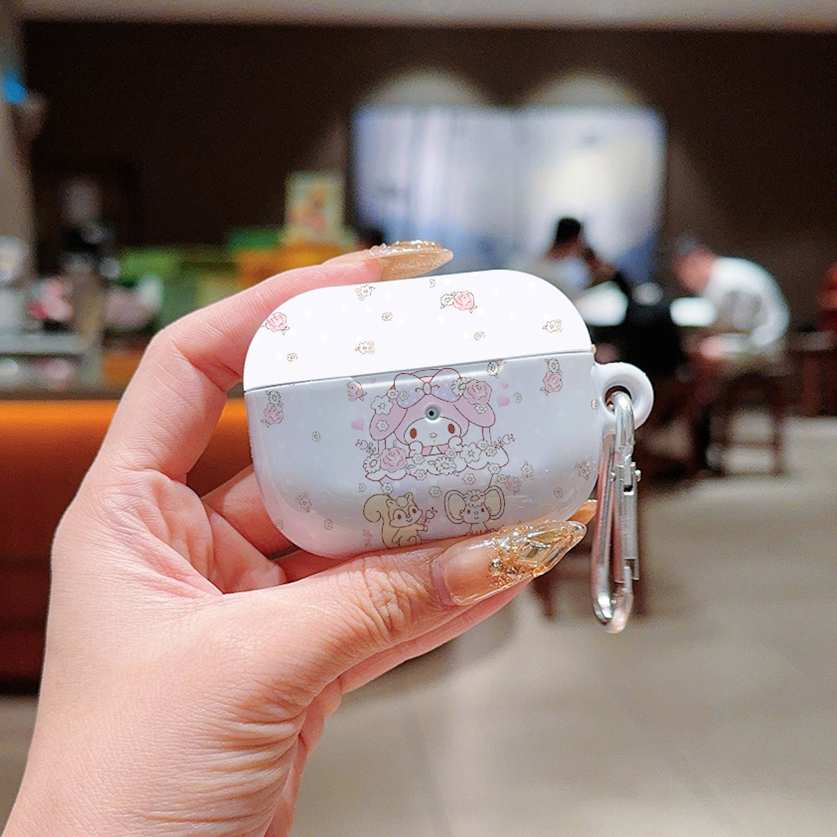 Pink cartoon-themed My Melody Sanrio AirPod cases - ChildAngle