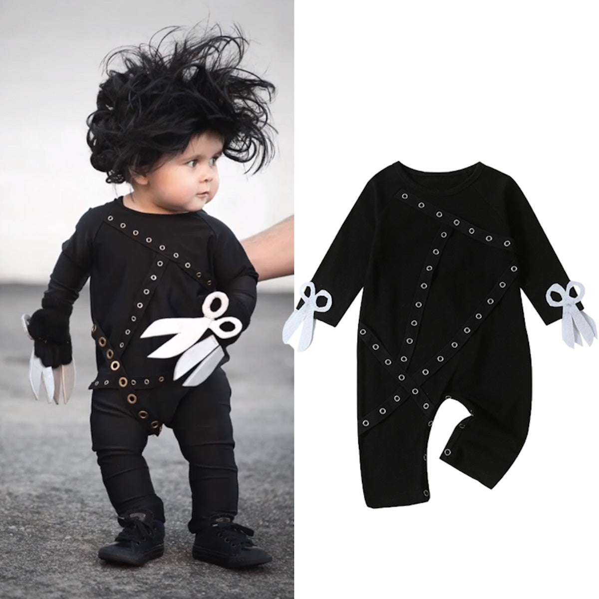 Edward Scissorhands Newborn Halloween Outfits Toddler Halloween Jumpsuit - ChildAngle