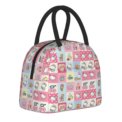 Hello Kitty Lunch Bag Pattern Portable Insulated Tote for School Lunch - ChildAngle