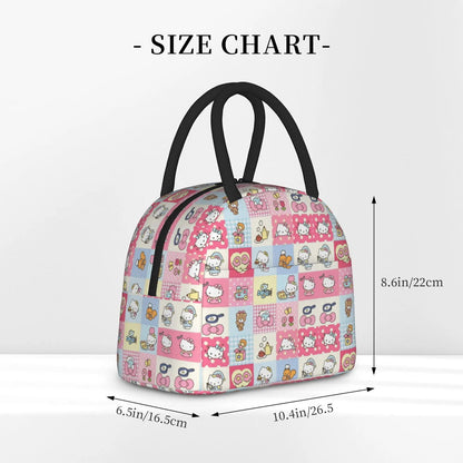 Hello Kitty Lunch Bag Pattern Portable Insulated Tote for School Lunch - ChildAngle