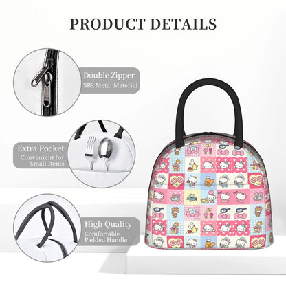 Hello Kitty Lunch Bag Pattern Portable Insulated Tote for School Lunch - ChildAngle