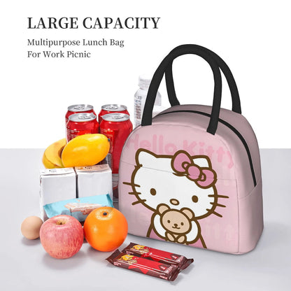 Hello Kitty Lunch Bag Pattern Portable Insulated Tote for School Lunch - ChildAngle