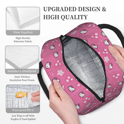 Hello Kitty Lunch Bag Pattern Portable Insulated Tote for School Lunch - ChildAngle