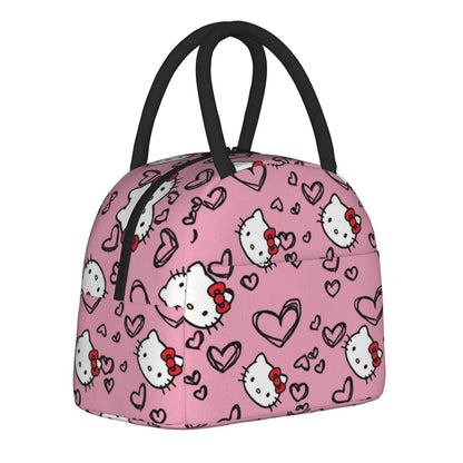 Hello Kitty Lunch Bag Pattern Portable Insulated Tote for School Lunch - ChildAngle