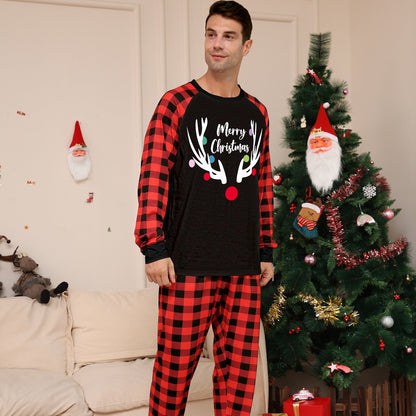 Reindeer Merry Christmas Plaid Checkered Christmas Family Matching Christmas PJS Pyjamas Set - ChildAngle