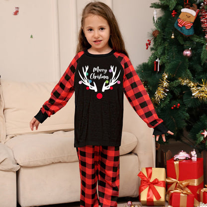 Reindeer Merry Christmas Plaid Checkered Christmas Family Matching Christmas PJS Pyjamas Set - ChildAngle