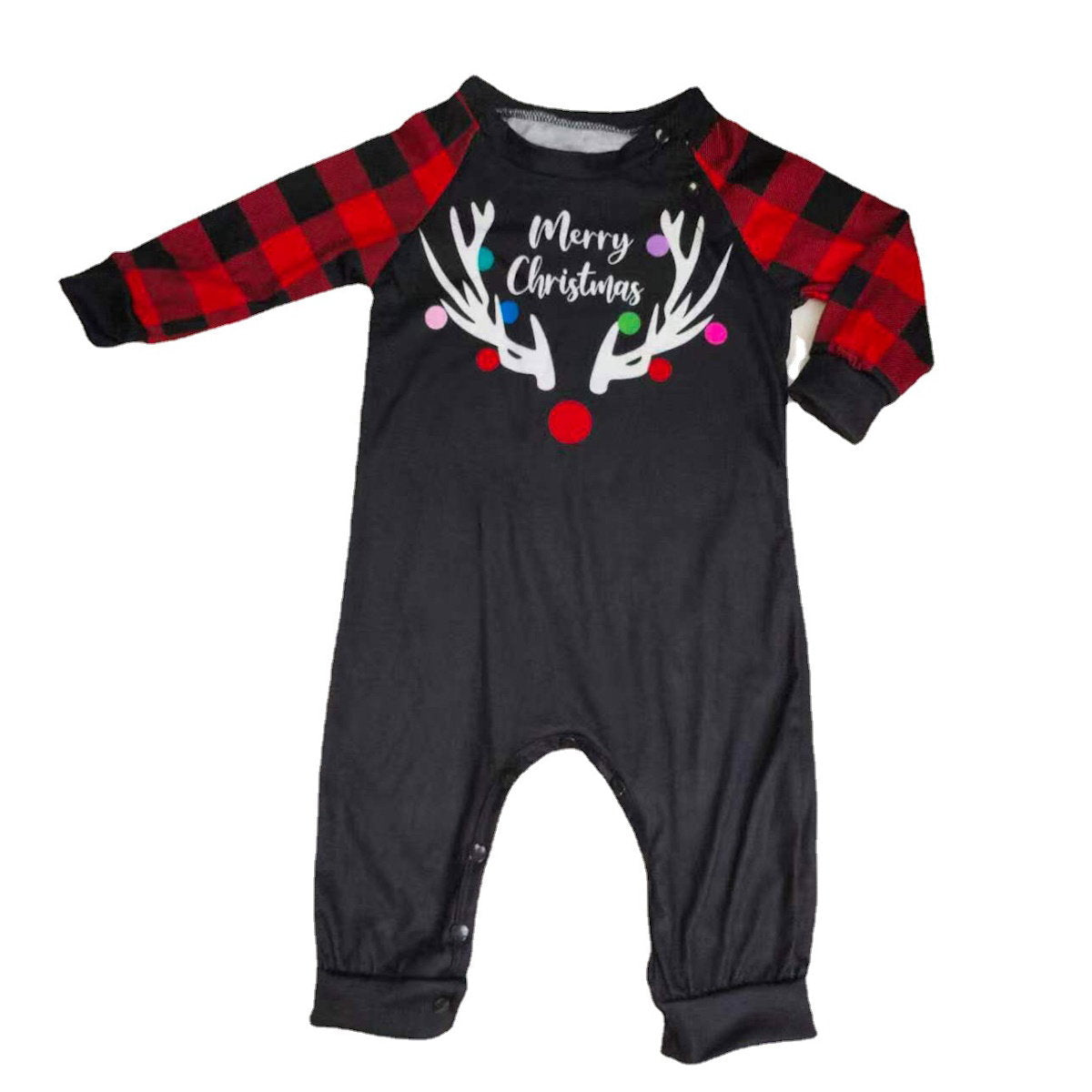 Reindeer Merry Christmas Plaid Checkered Christmas Family Matching Christmas PJS Pyjamas Set - ChildAngle