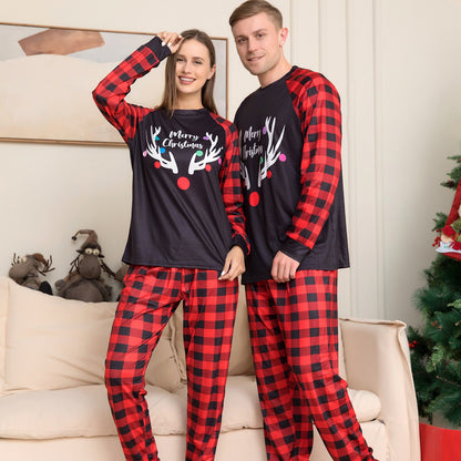 Reindeer Merry Christmas Plaid Checkered Christmas Family Matching Christmas PJS Pyjamas Set - ChildAngle