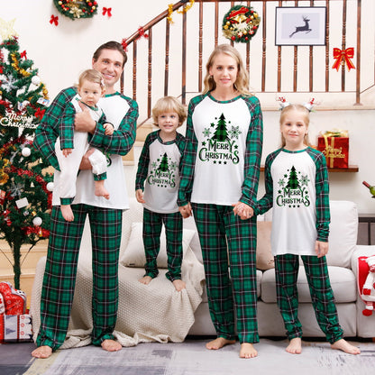 Green Christmas Family Matching Pajama Set Xmas Tree Print PJS for Family Christmas Mommy and Me - ChildAngle