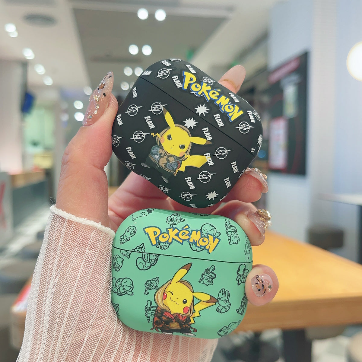 Green Pokemon AirPods Case - ChildAngle