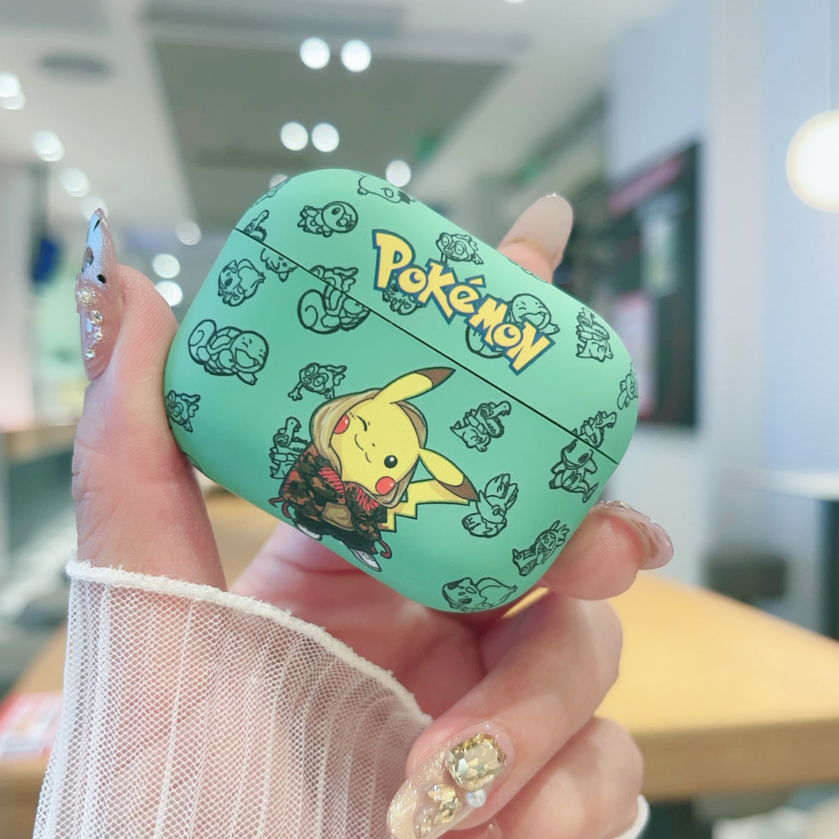 Green Pokemon AirPods Case - ChildAngle