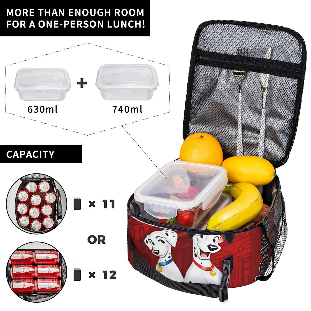 101 Dalmatians Lunch Bag Cartoon Dog Portable Lunch Tote - ChildAngle