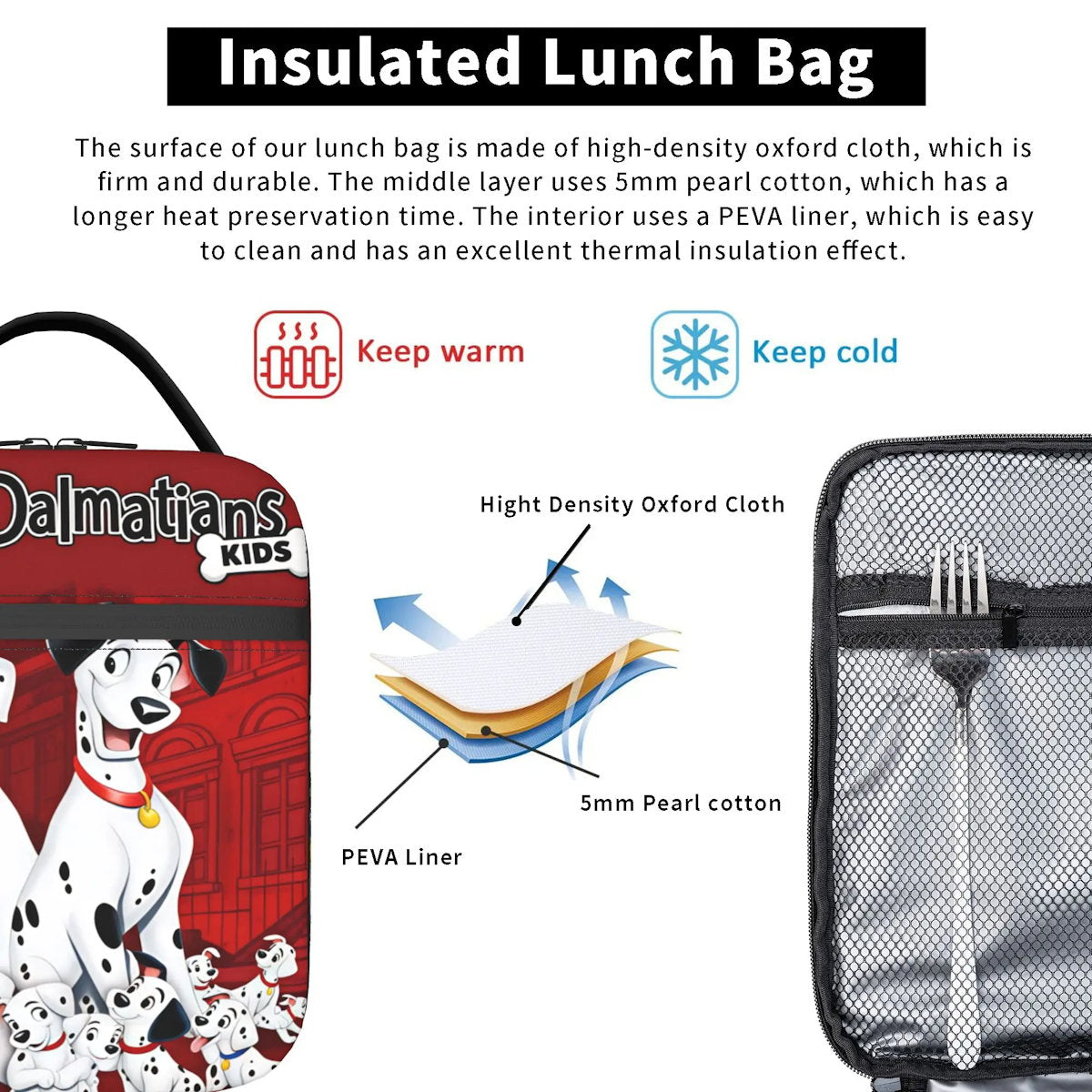 101 Dalmatians Lunch Bag Cartoon Dog Portable Lunch Tote - ChildAngle