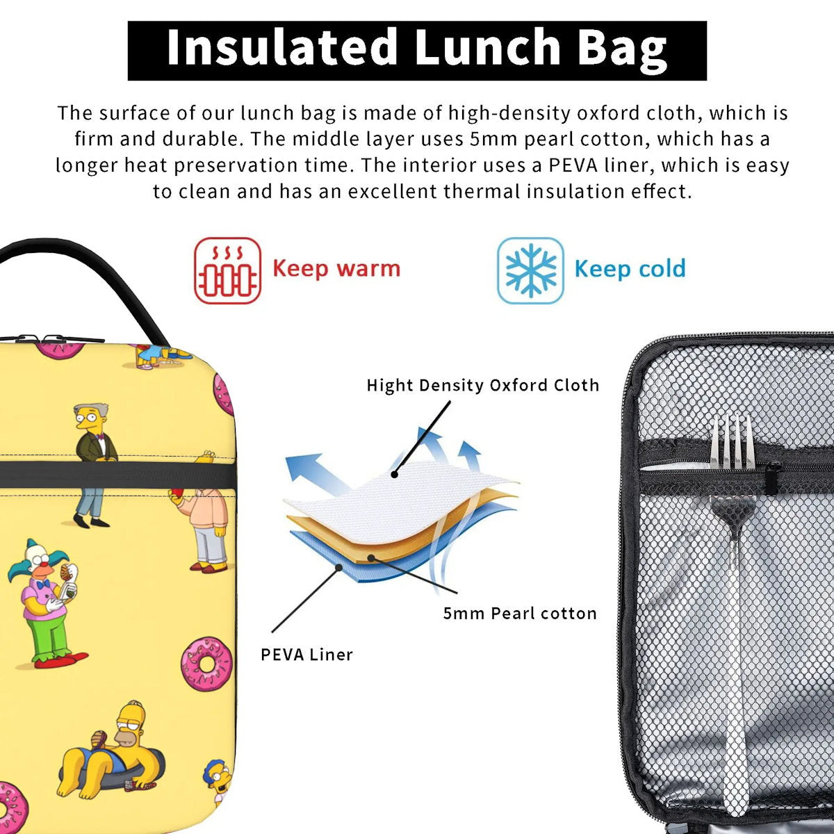 Happy Family The Simpsons Lunch Bag Portable Lunch Tote