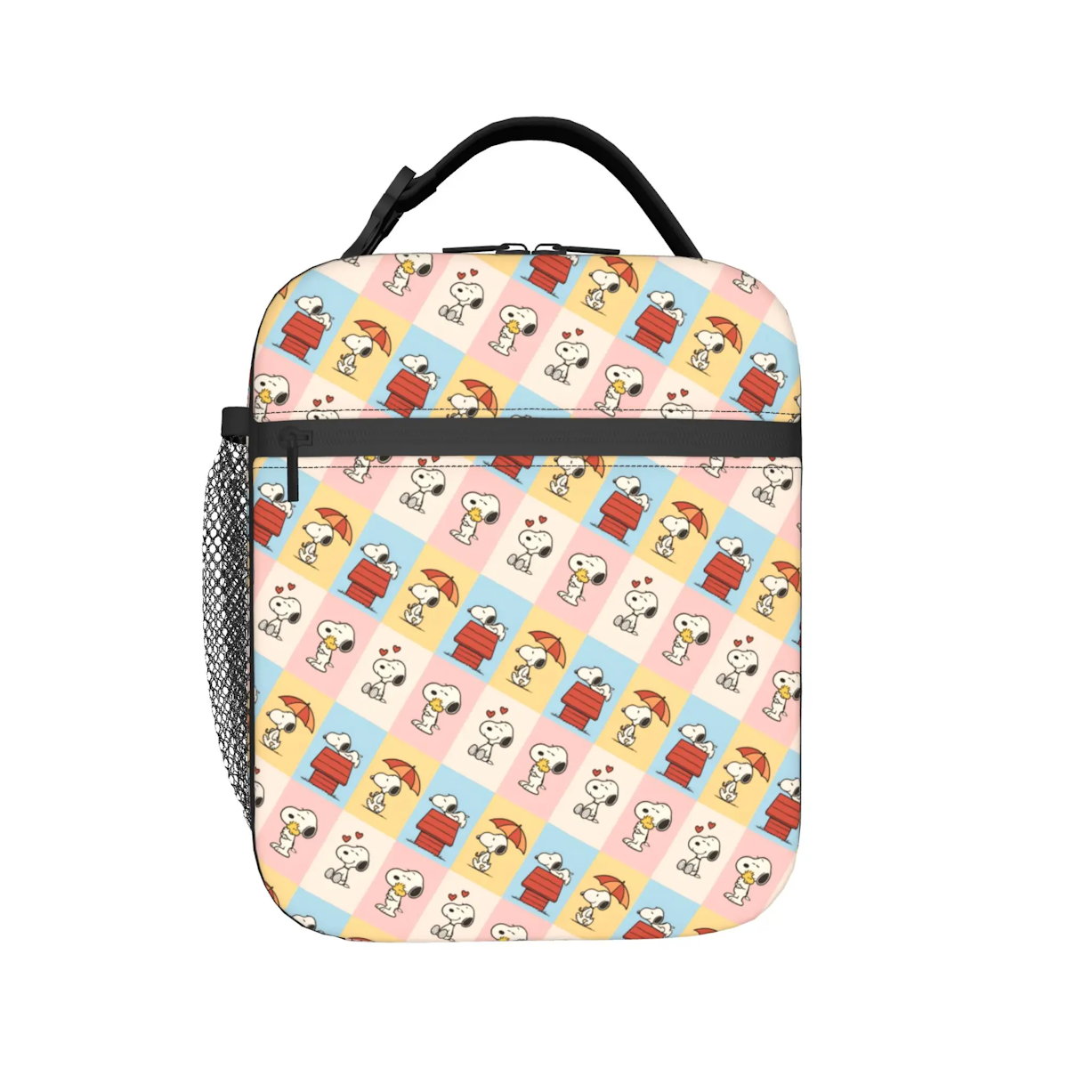 Allover Snoopy Lunch Tote with Side Mesh Pocket - ChildAngle