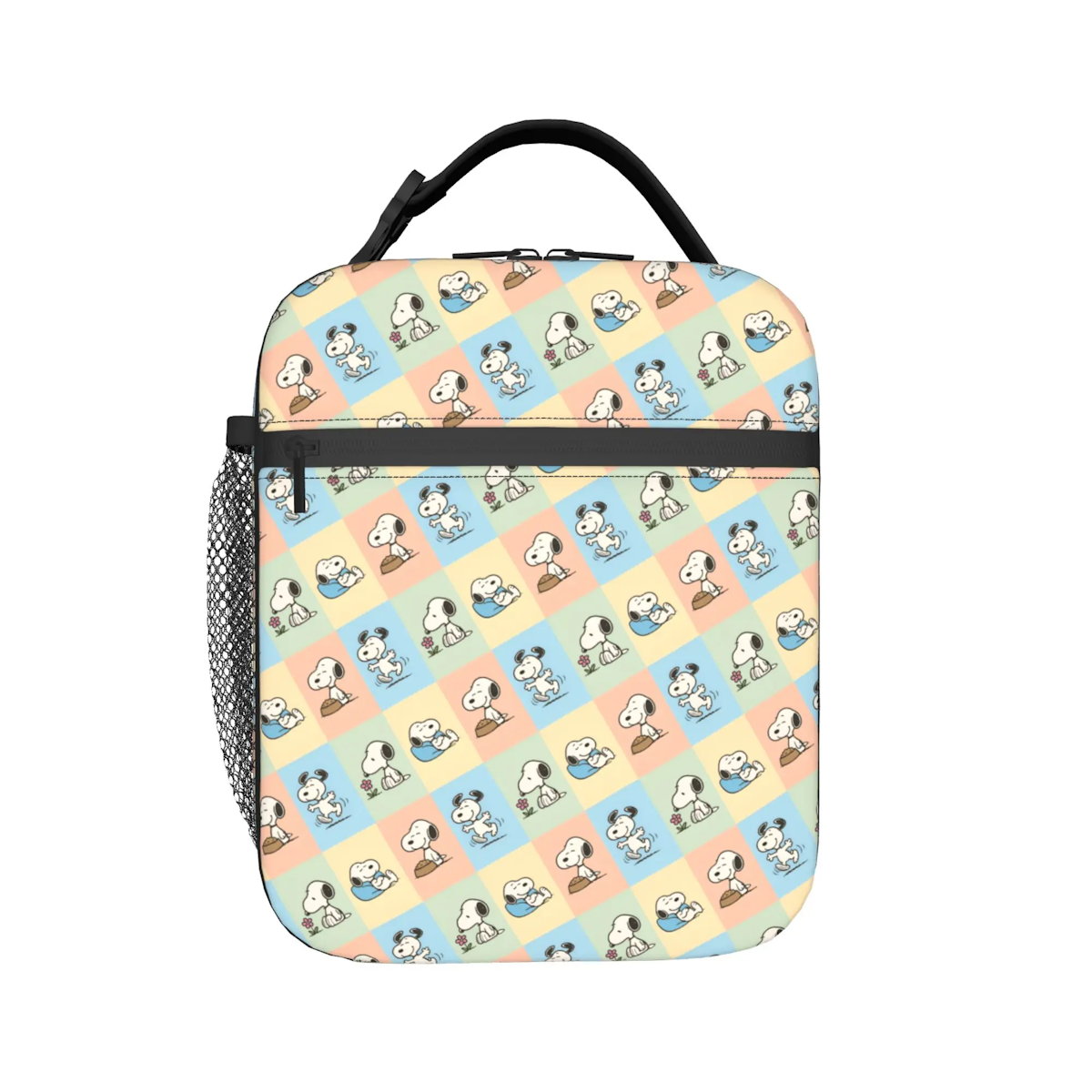 Allover Snoopy Lunch Tote with Side Mesh Pocket - ChildAngle