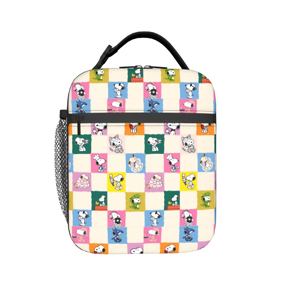 Allover Snoopy Lunch Tote with Side Mesh Pocket - ChildAngle
