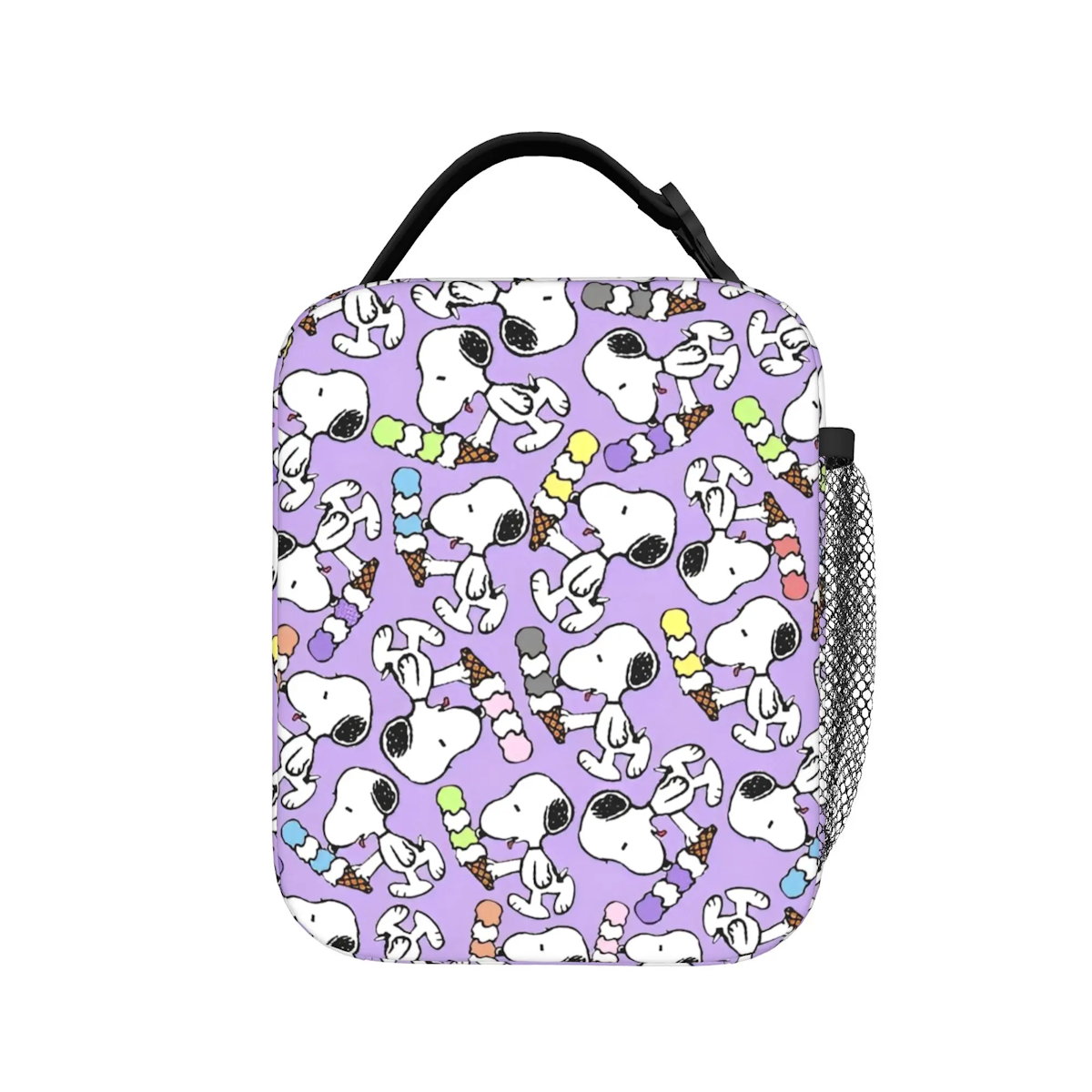 Allover Snoopy Lunch Tote with Side Mesh Pocket - ChildAngle