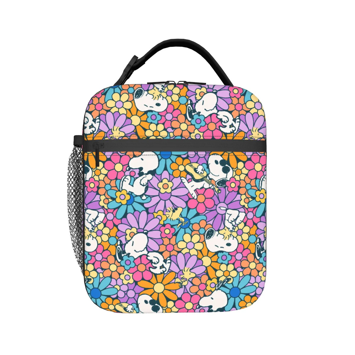 Allover Snoopy Lunch Tote with Side Mesh Pocket - ChildAngle