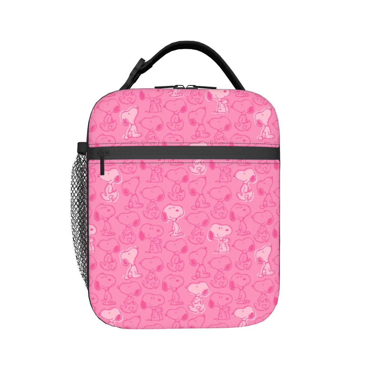 Allover Snoopy Lunch Tote with Side Mesh Pocket - ChildAngle