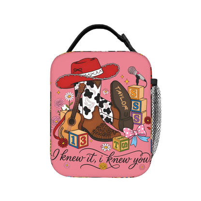 Cowgirl TayIor Swift I Knew It I Knew You Insulated Lunch Bag Portable Lunch Tote - ChildAngle