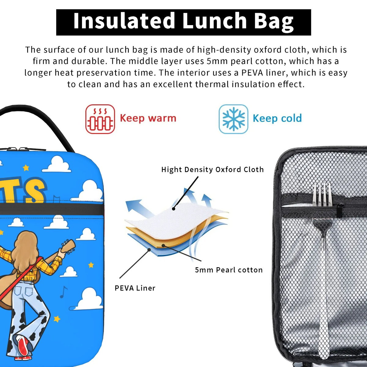 Cowgirl TayIor Swift I Knew It I Knew You Insulated Lunch Bag Portable Lunch Tote - ChildAngle