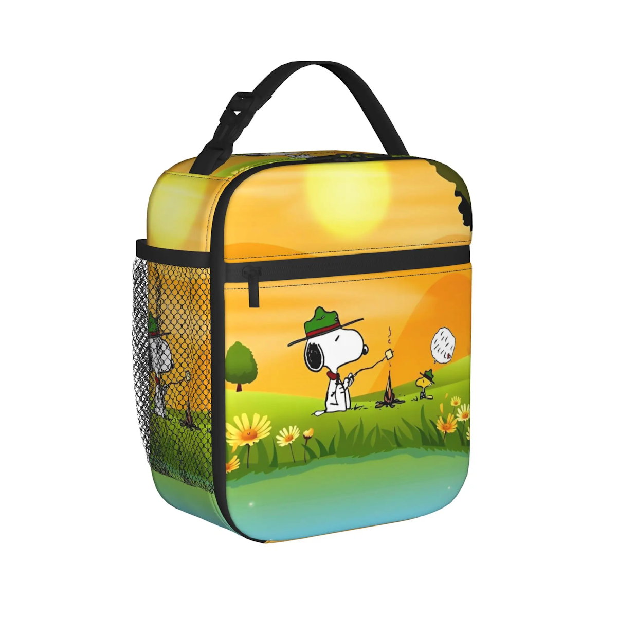 Lovely Print Snoopy Lunch Tote with Side Mesh Pocket - ChildAngle