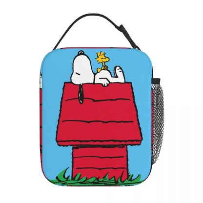 Lovely Print Snoopy Lunch Tote with Side Mesh Pocket - ChildAngle