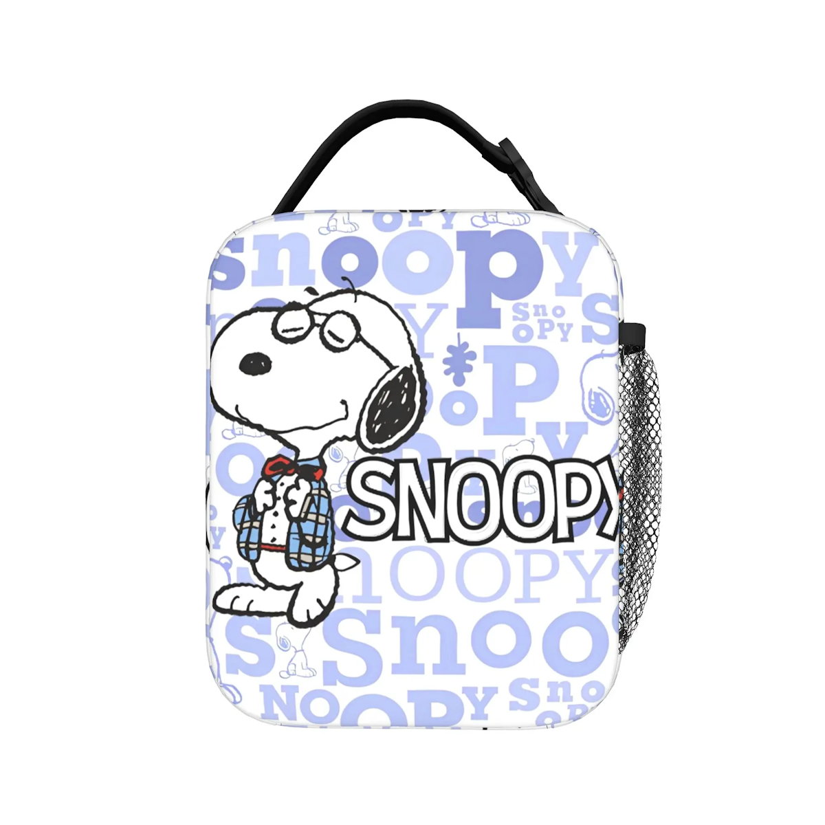 Lovely Print Snoopy Lunch Tote with Side Mesh Pocket - ChildAngle