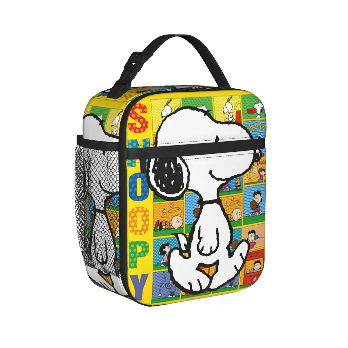 Lovely Print Snoopy Lunch Tote with Side Mesh Pocket - ChildAngle