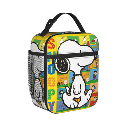 Lovely Print Snoopy Lunch Tote with Side Mesh Pocket - ChildAngle