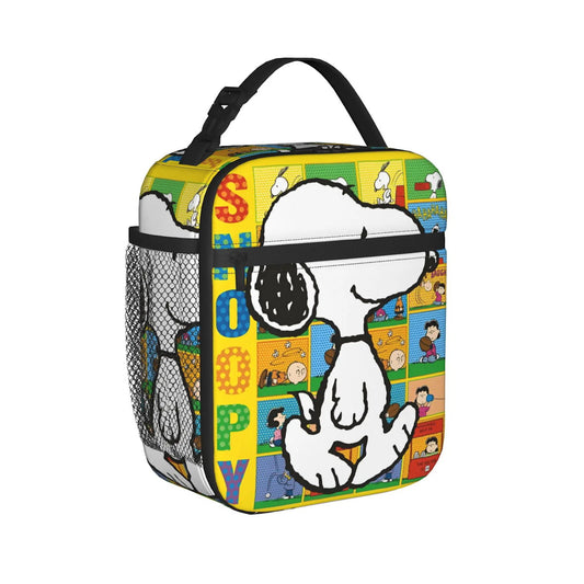 Lovely Print Snoopy Lunch Tote with Side Mesh Pocket - ChildAngle