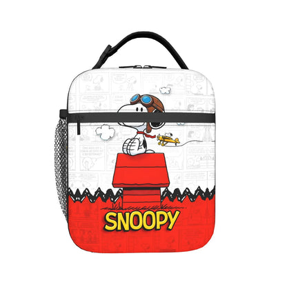 Lovely Print Snoopy Lunch Tote with Side Mesh Pocket - ChildAngle