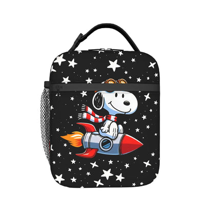 Lovely Print Snoopy Lunch Tote with Side Mesh Pocket - ChildAngle