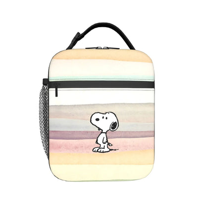 Lovely Print Snoopy Lunch Tote with Side Mesh Pocket - ChildAngle