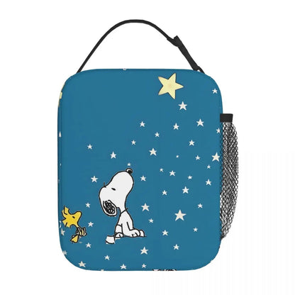 Lovely Print Snoopy Lunch Tote with Side Mesh Pocket - ChildAngle