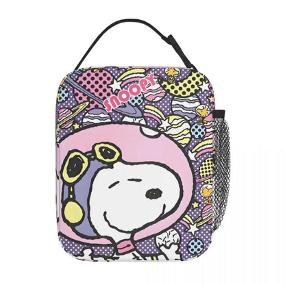 Lovely Print Snoopy Lunch Tote with Side Mesh Pocket - ChildAngle